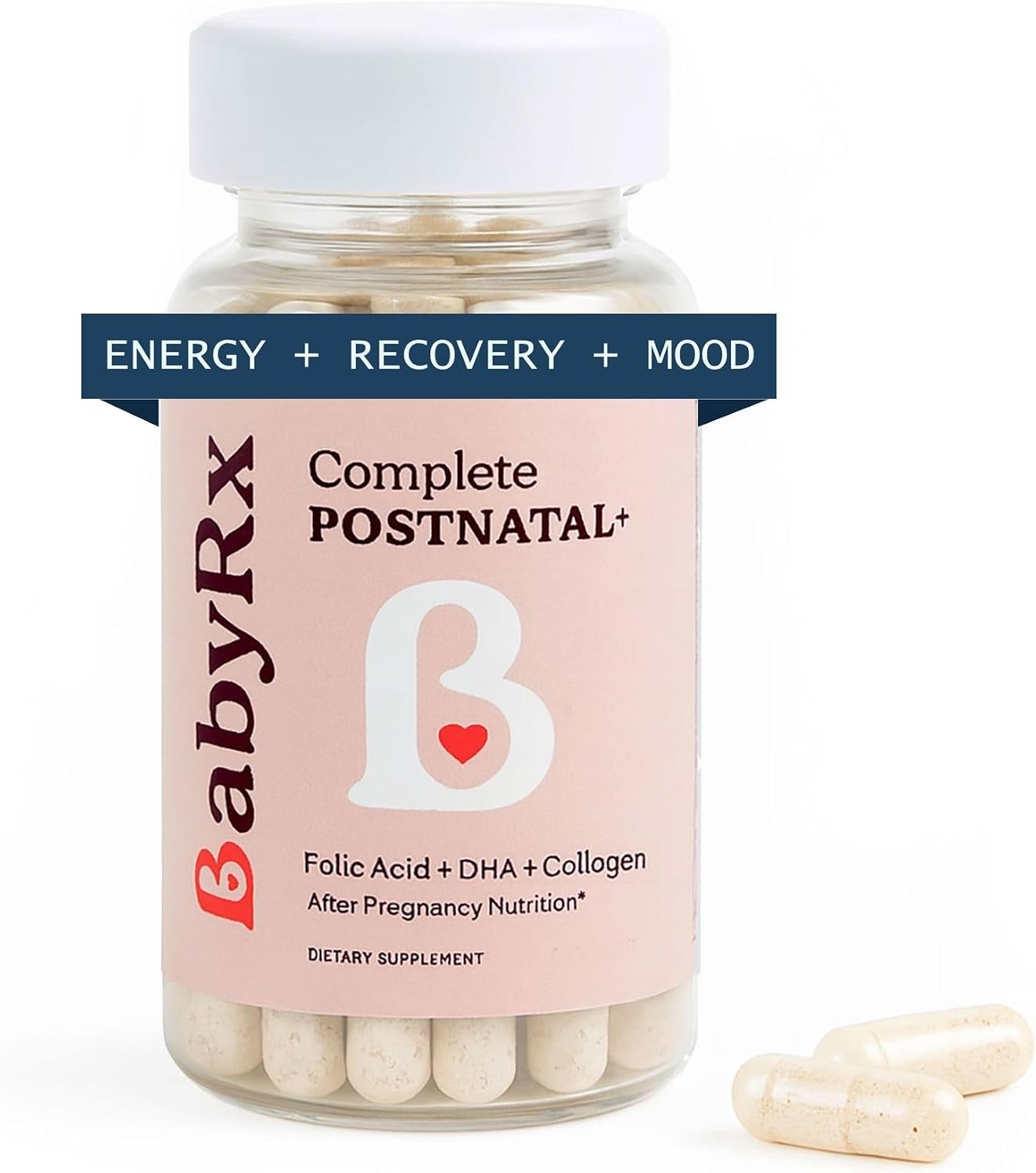 BabyRx Complete Postnatal+ - Postnatal Vitamins with Omega-3 DHA, EPA, Collagen, Folate, Iron, 60 Capsules - görsel 1