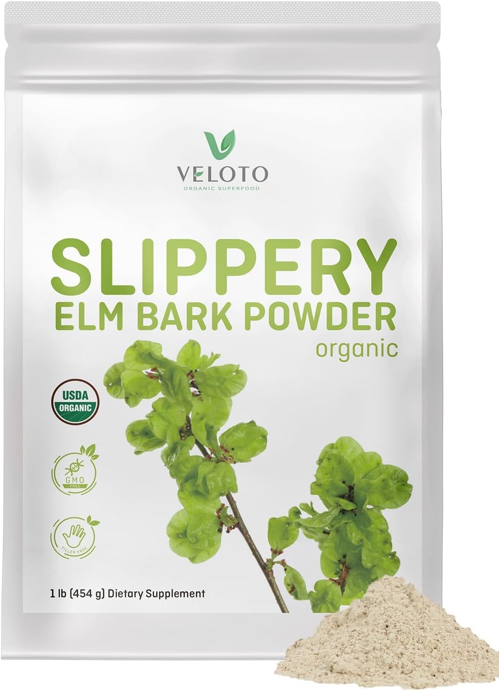 Organic Slippery Elm Bark Powder – 454 g – Pure Inner Bark, Vegan, Gluten-free - görsel 1