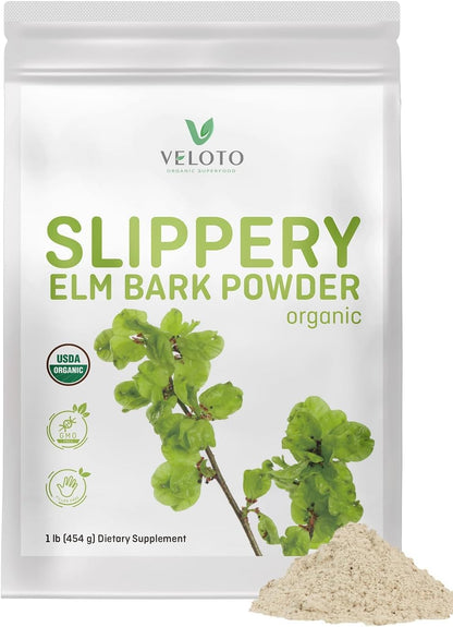 Organic Slippery Elm Bark Powder – 454 g – Pure Inner Bark, Vegan, Gluten-free
