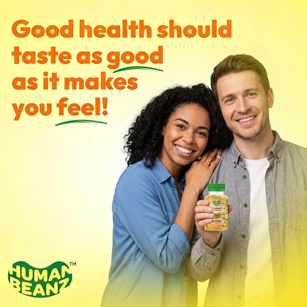 Human Beanz Vitamin C Jelly Bean Gummies for Adults, Immune Support Food Supplements, Vegetarian, 120 Citrus Blast Jelly Beans, Kosher - görsel 6
