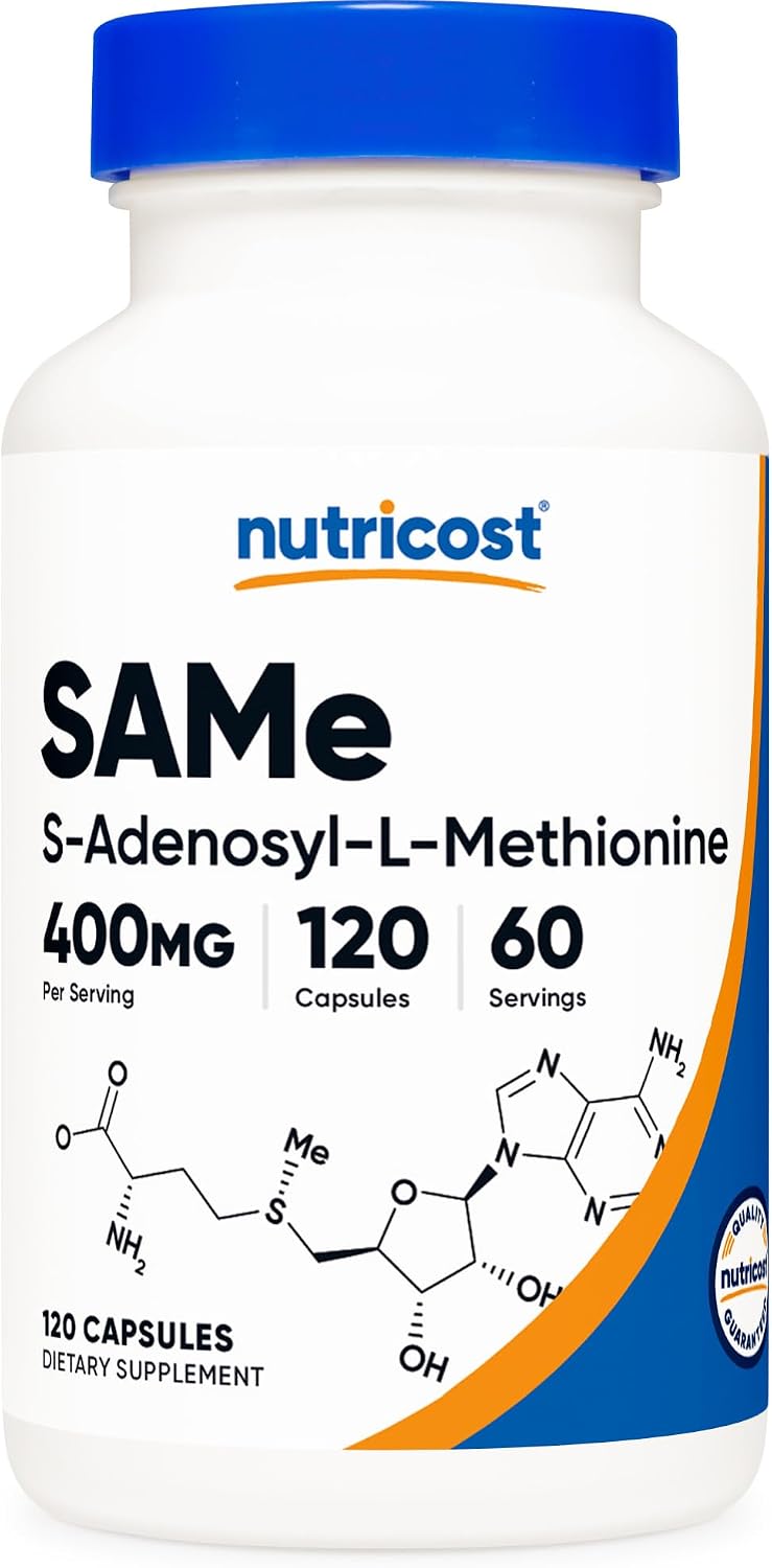 Nutricost SAM-e (S-Adenosyl-L-Methionine) 400mg Per Serving, 120 Capsules (60 Servings) - görsel 1