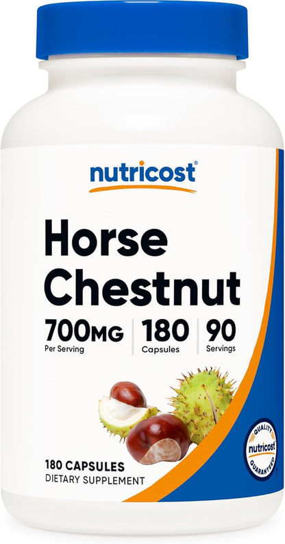 Nutricost Horse Chestnut Extract Capsules 700 mg Per Serving, 180 Capsules - Non-GM, Vegan
