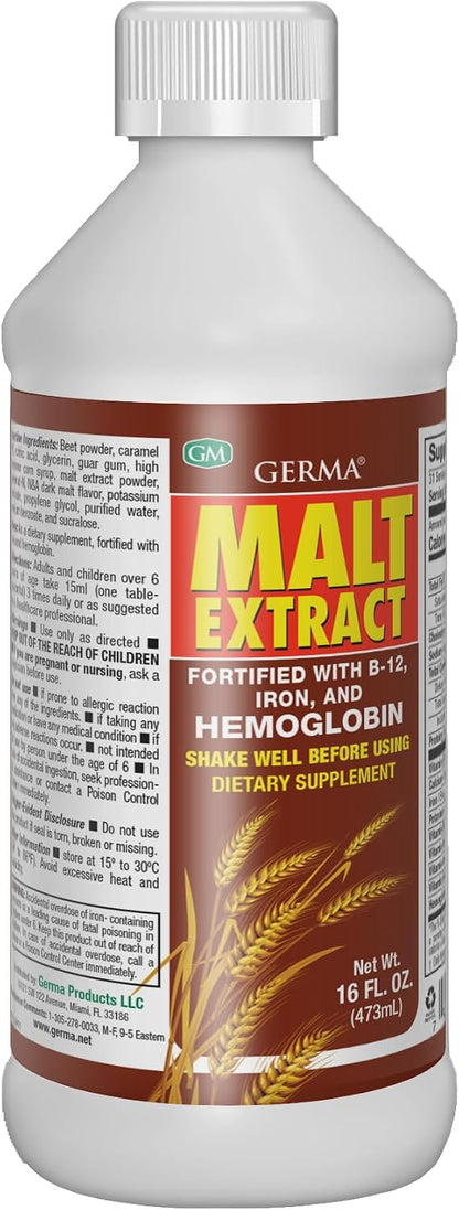 Germa Malt Extract (Extracto de Malta) – Liquid Dietary Supplement for Energy & Vitality – Rich in B-Vitamins & Essential Minerals – Traditional Nutritional Support – 473 ml