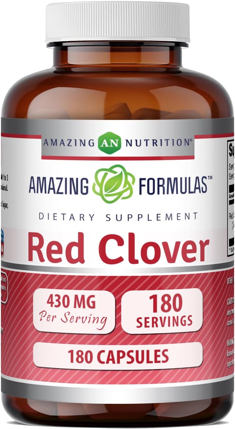 Amazing Formulae Red Clover 430 mg Supplement - Non-GMO, Gluten-Free - 180 Capsules - görsel 1