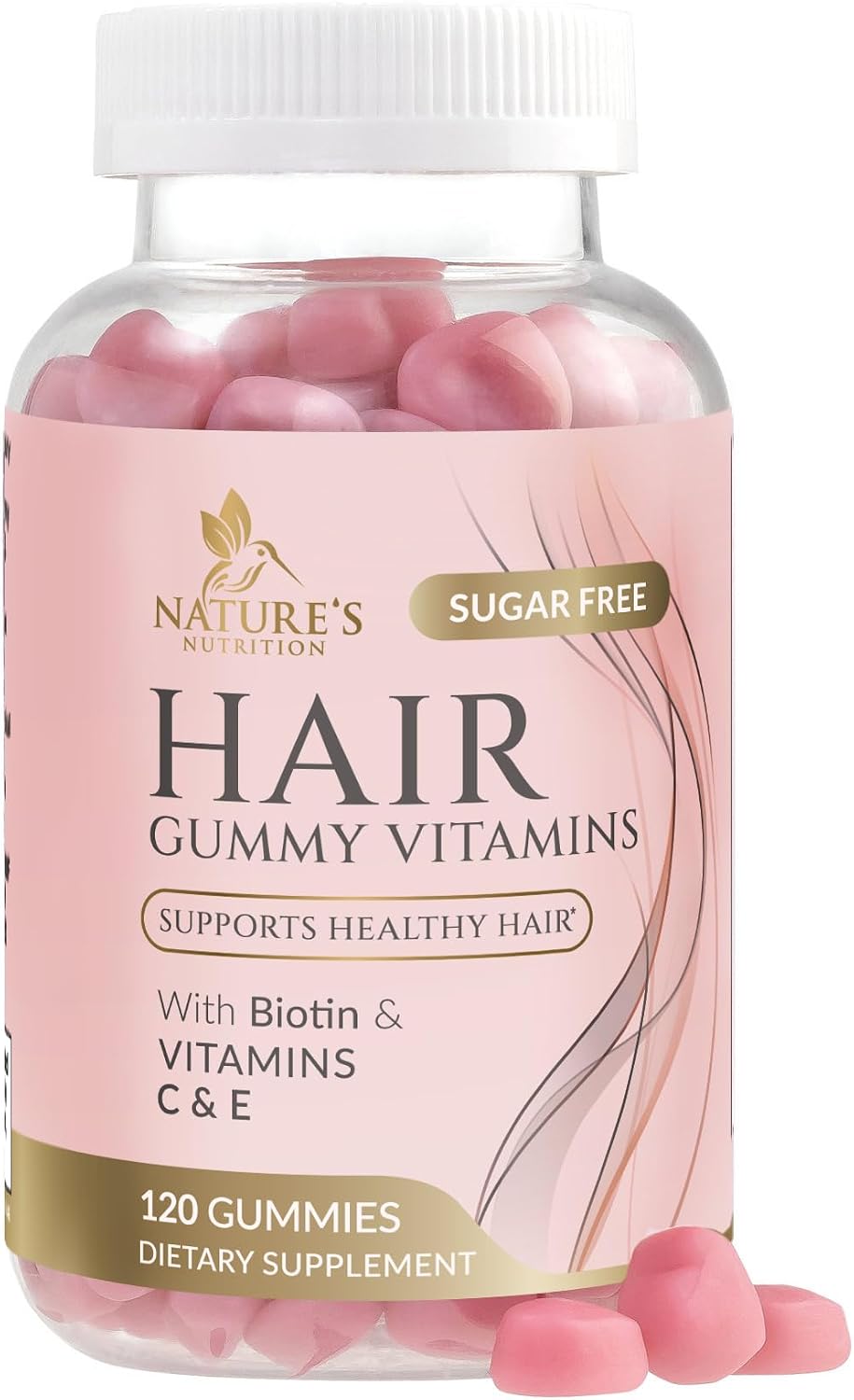 Hair Vitamins Gummies - Sugar Free Hair Support with Biotin 5000 mcg, Vitamins A, C, D, E, B12, Folic Acid for Hair, Skin & Nails - Vegetarian - 60 Gummies - görsel 10