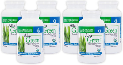 Alka•Green Tablets (6 Pack) – Organic Barley Grass Supplement with Enzymes & Amino Acids