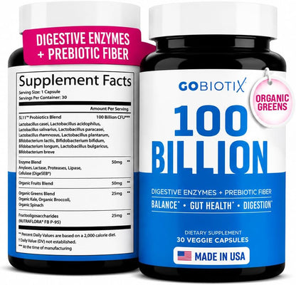 GOBIOTIX Multivitamin with Probiotics and Digestive Enzymes - 25 Billion CFU - Digestive Health for Women and Men - Gluten-free - 90 Capsules