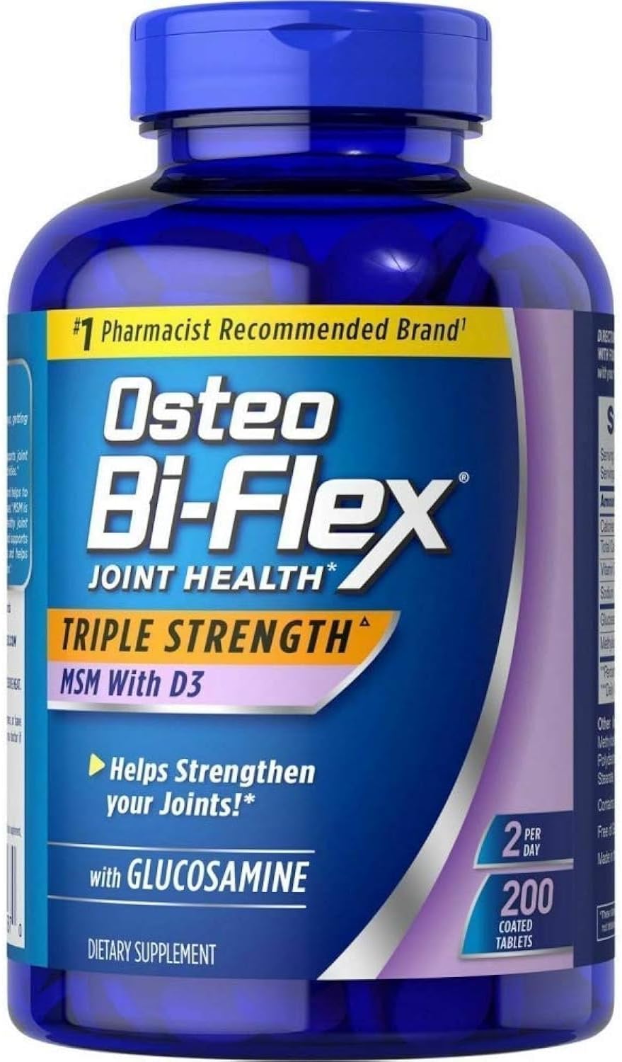 Osteo Bi-Flex Triple Strength Glucosamine 1500 mg, MSM 1500 mg with Vitamin D3 1000 IU Tablets, 200 Count - görsel 1
