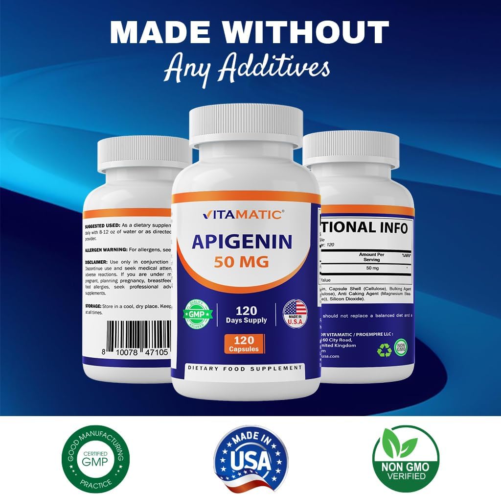 Vitamatic Apigenin 50mg - 120 Vegetarian Capsules (Pack of 2, 240 Total) - görsel 3
