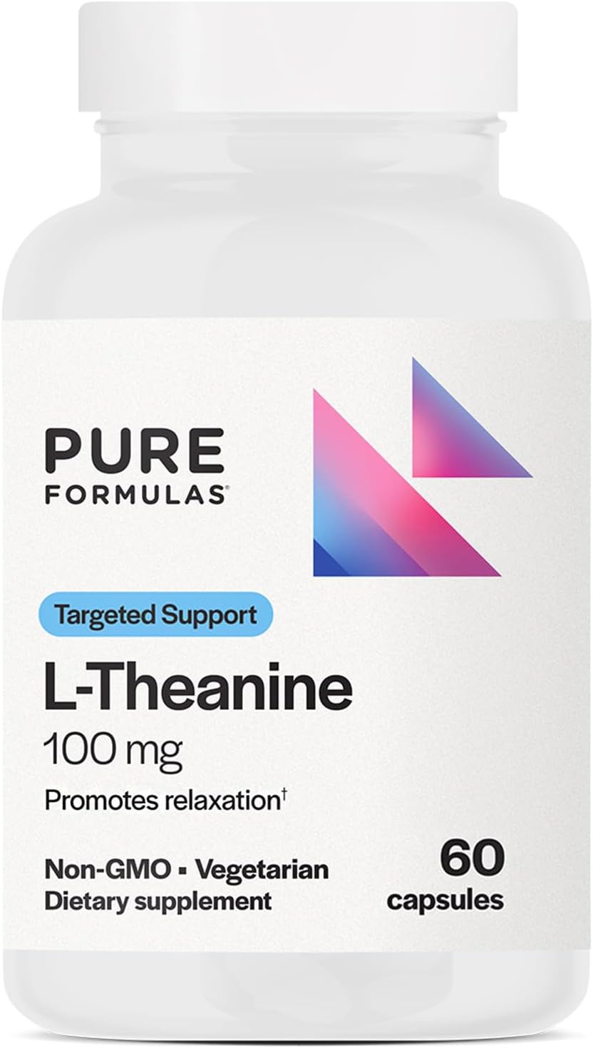 PureFormulas L-Theanine 100 mg, Stress Relief & Focus Support, 60 Vegetarian Capsules - görsel 1