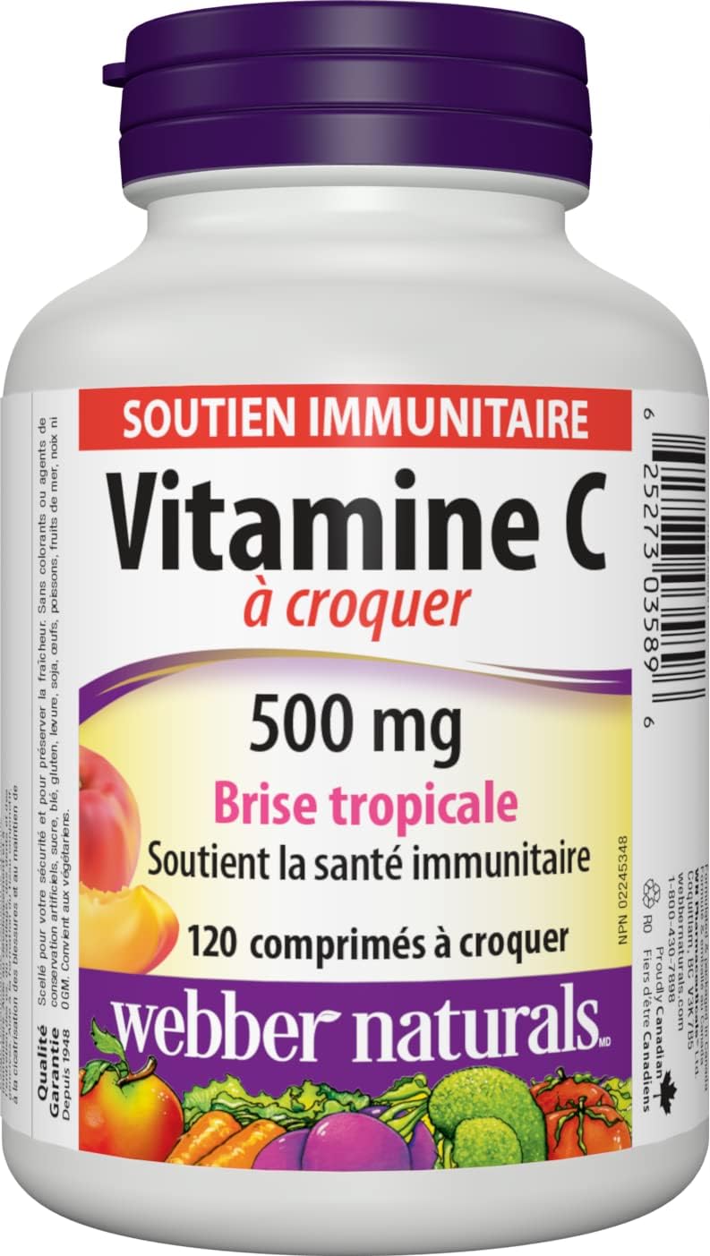 Webber Naturals Vitamin C Chewable 500 mg, 120 Tropical Breeze Flavour Tablets - görsel 2