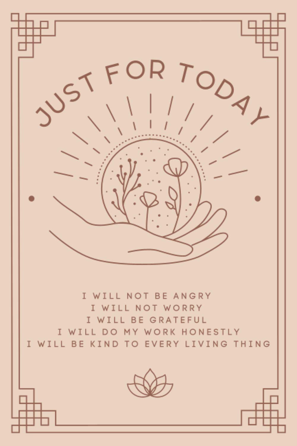 Just for Today Reiki Journal: Unruled Blank Notebook with Cho Ku Rei Symbol – 120 Pages, 6x9 Inches, Lotus Flower Design - görsel 1