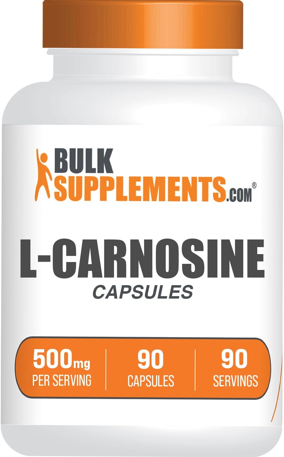 BulkSupplements.com L-Carnosine Capsules - Carnosine Food Supplement, Antioxidant Supplement, 500mg - Gluten-free, 1 Capsule per Serving, 90 Capsules (Pack of 1) - görsel 1