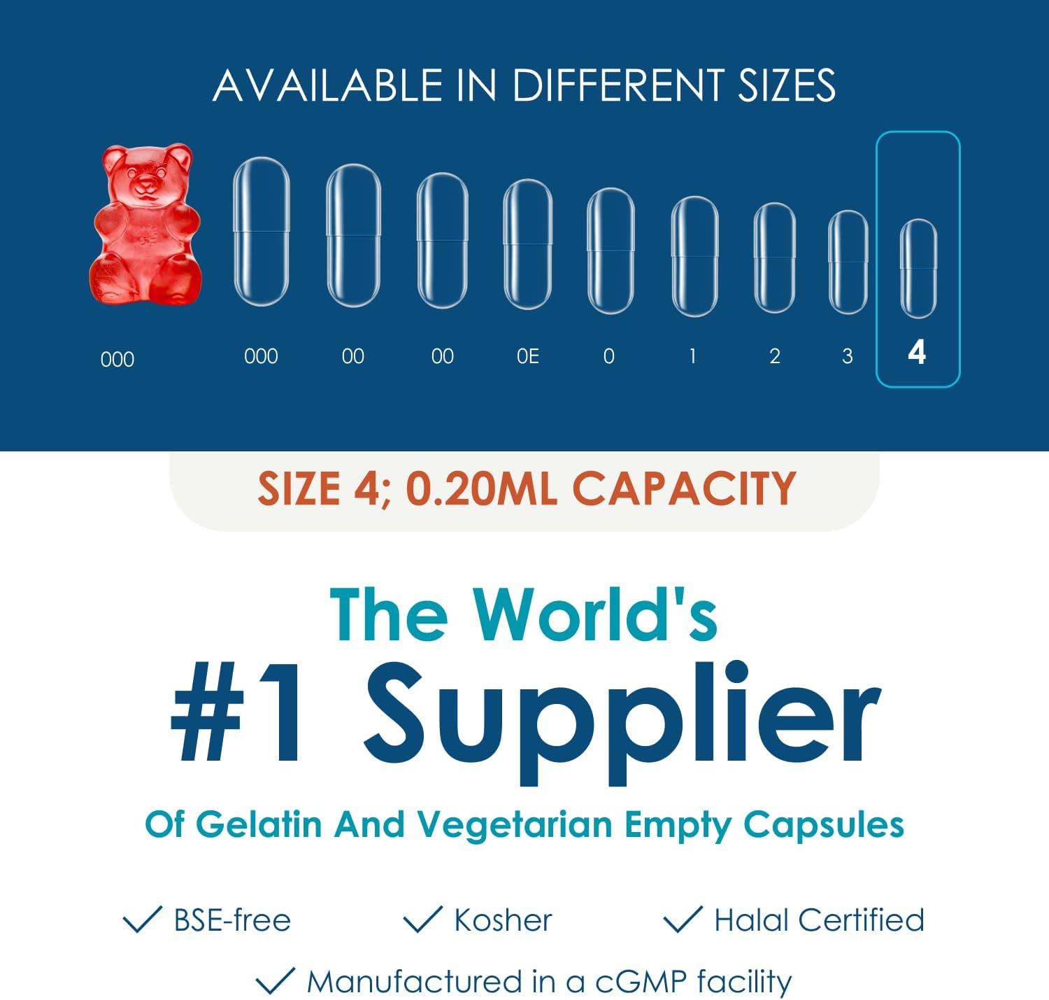 Capsuline Size 4 Empty Gelatine Capsules, Black/Clear - 1000 Capsules - görsel 3