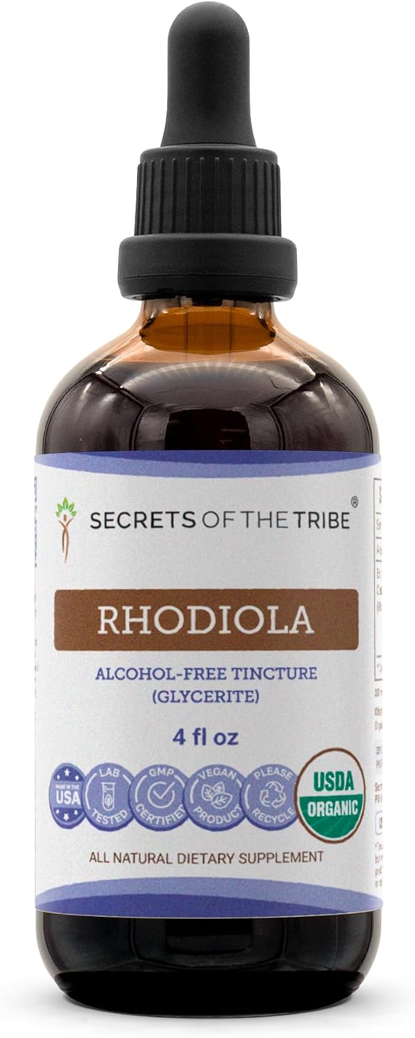 Secrets of the Tribe Rhodiola USDA Organic | Alcohol-Free Extract, High-Potency Herbal Drops | Made from 100% Certified Organic Rhodiola (Rhodiola Rosea) Dried Root 118 ml - görsel 1