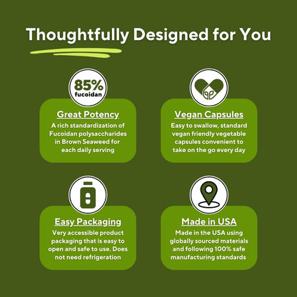 Vitapia Pure Fucoidan 85% Brown Seaweed Extract – 1000mg per Serving – 120 Veggie Capsules