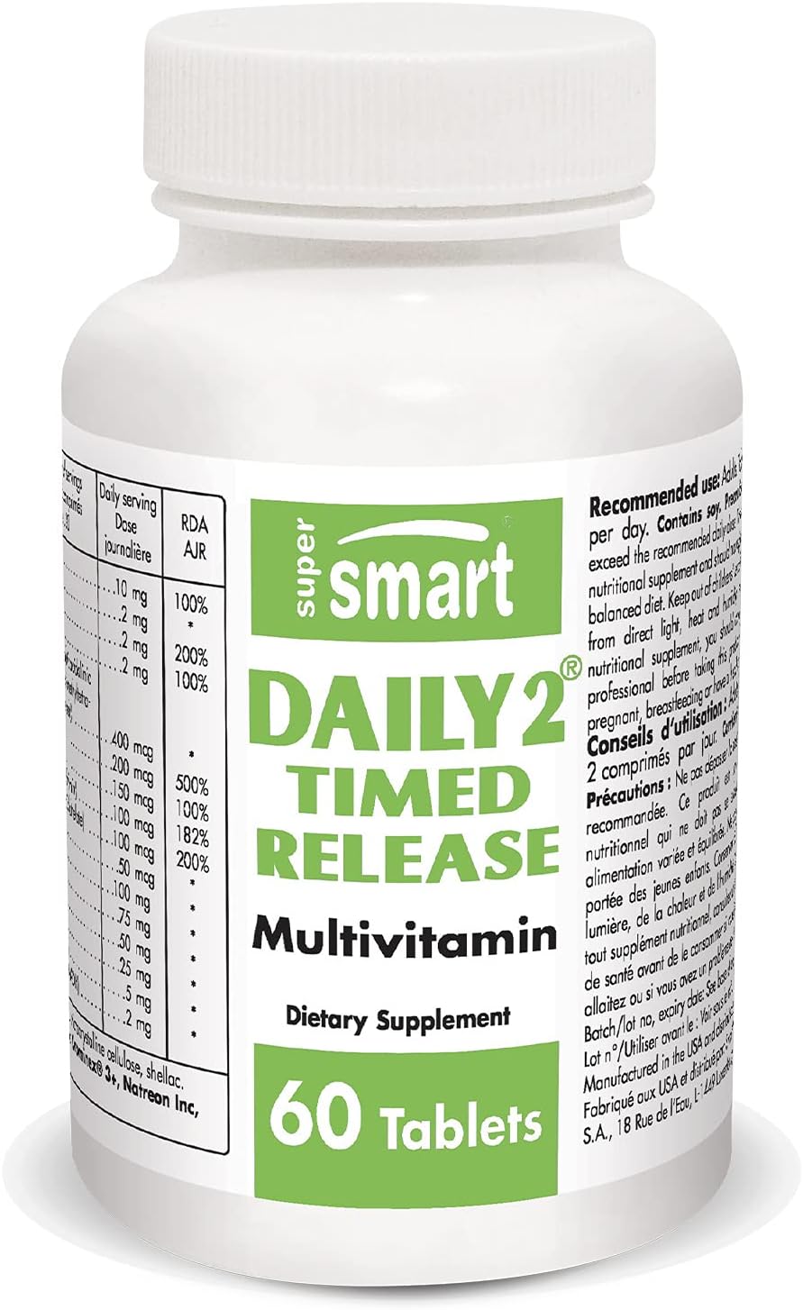 SuperSmart Daily 2 Timed Release (Advanced Complex) - Patented 32-in-1 Multivitamin Formula - Non-GMO & Gluten-free - 60 Tablets - görsel 1