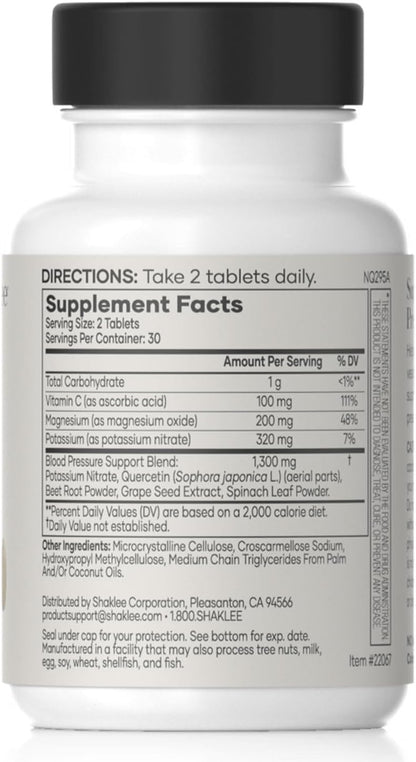 Shaklee Blood Pressure Support - Promotes Healthy Circulation and Vascular Wellness - 60 Tablets