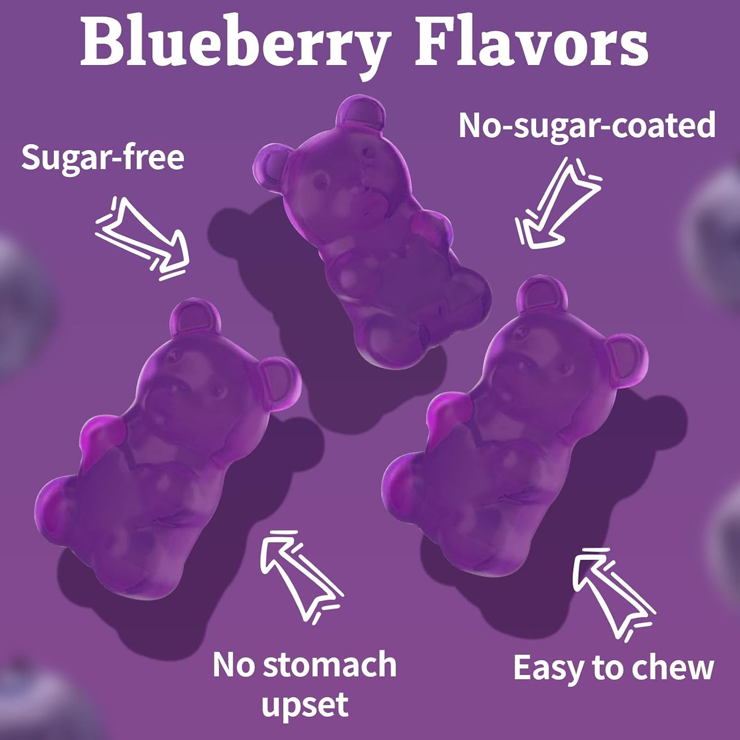 (120 Counts) Calcium Magnesium Zinc Gummies with Vitamin D3 & K2 - High Absorption Magnesium Glycinate - Sugar Free - Blueberry Flavoured - görsel 2