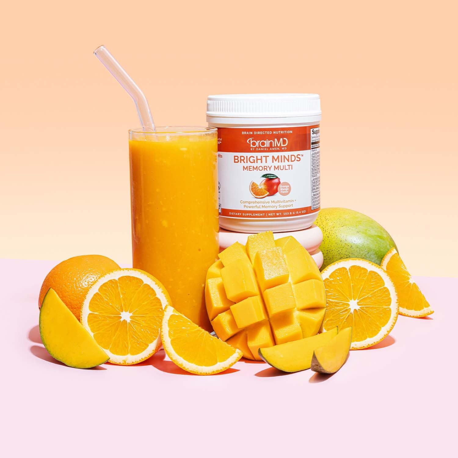BRAINMD Bright Minds Memory Multi - Orange Mango Powder - Multivitamin & Memory Support - 30 Servings - görsel 4