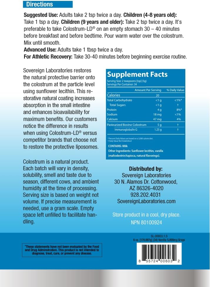 Colostrum-LD Liposomal Delivery Colostrum Powder – Vanilla, 170 g (34 Servings) - görsel 2