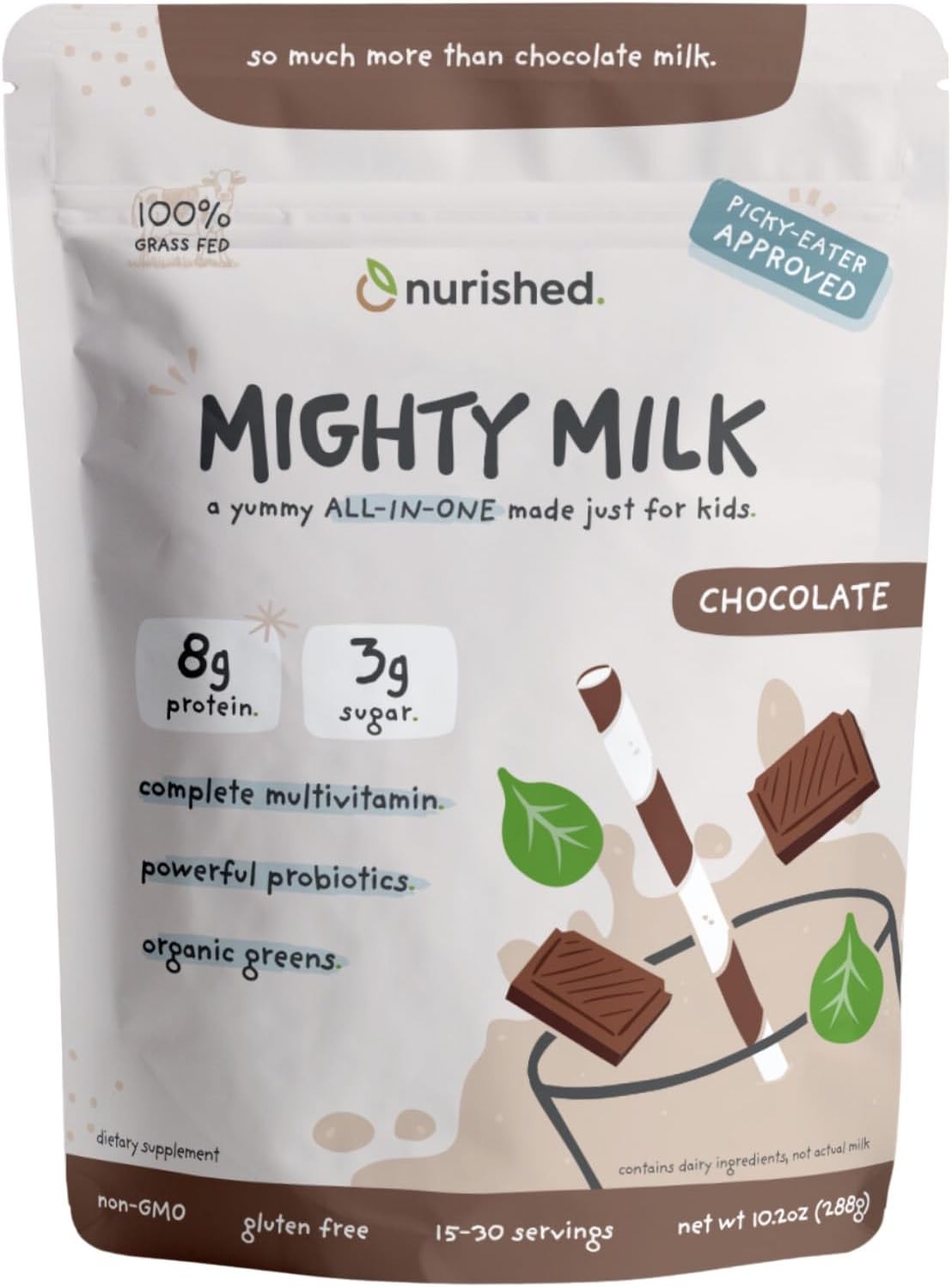 Vanilla Mighty Milk - Children's All-in-One Daily Protein Powder & Multivitamin with 2 Billion Probiotics & Organic Spinach - Natural Flavours, Colours & Sweeteners - 15-30 Servings - görsel 8
