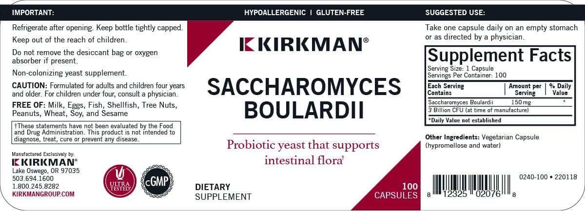 Kirkman Saccharomyces Boulardii – 3 Billion CFU – 100 Capsules - görsel 3