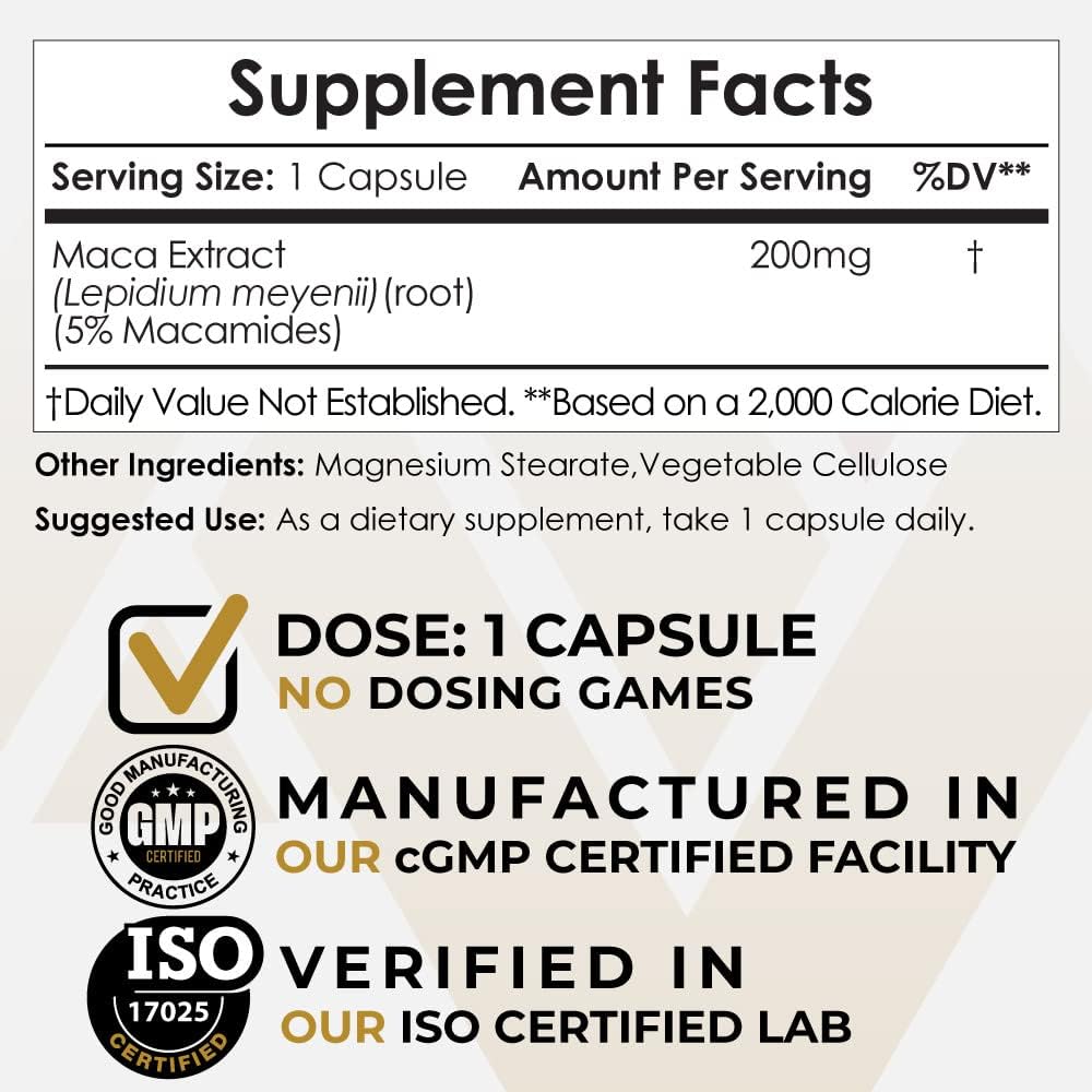 Nootropics Depot Maca Root Extract Capsules – 5% Macamides, Support for Vitality and Energy - görsel 1