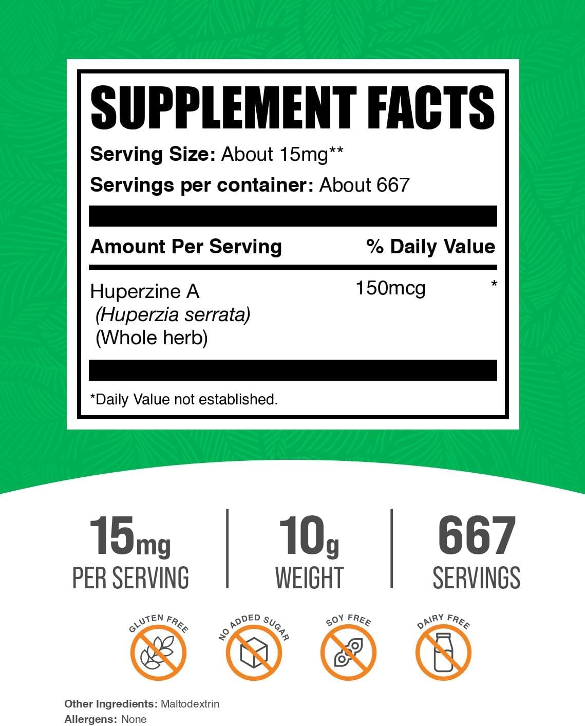 BulkSupplements Huperzine A Powder – Nootropic Brain Supplement (15 mg per Serving, 10 g) - görsel 2