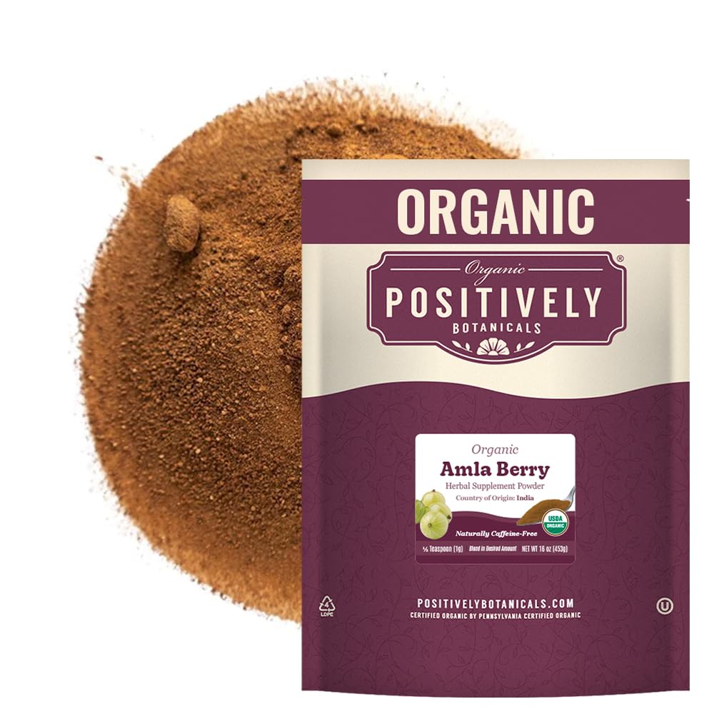 Organic Positively Botanicals Company Amla Berry Powder, Loose Leaf Botanical, 454 g - görsel 1