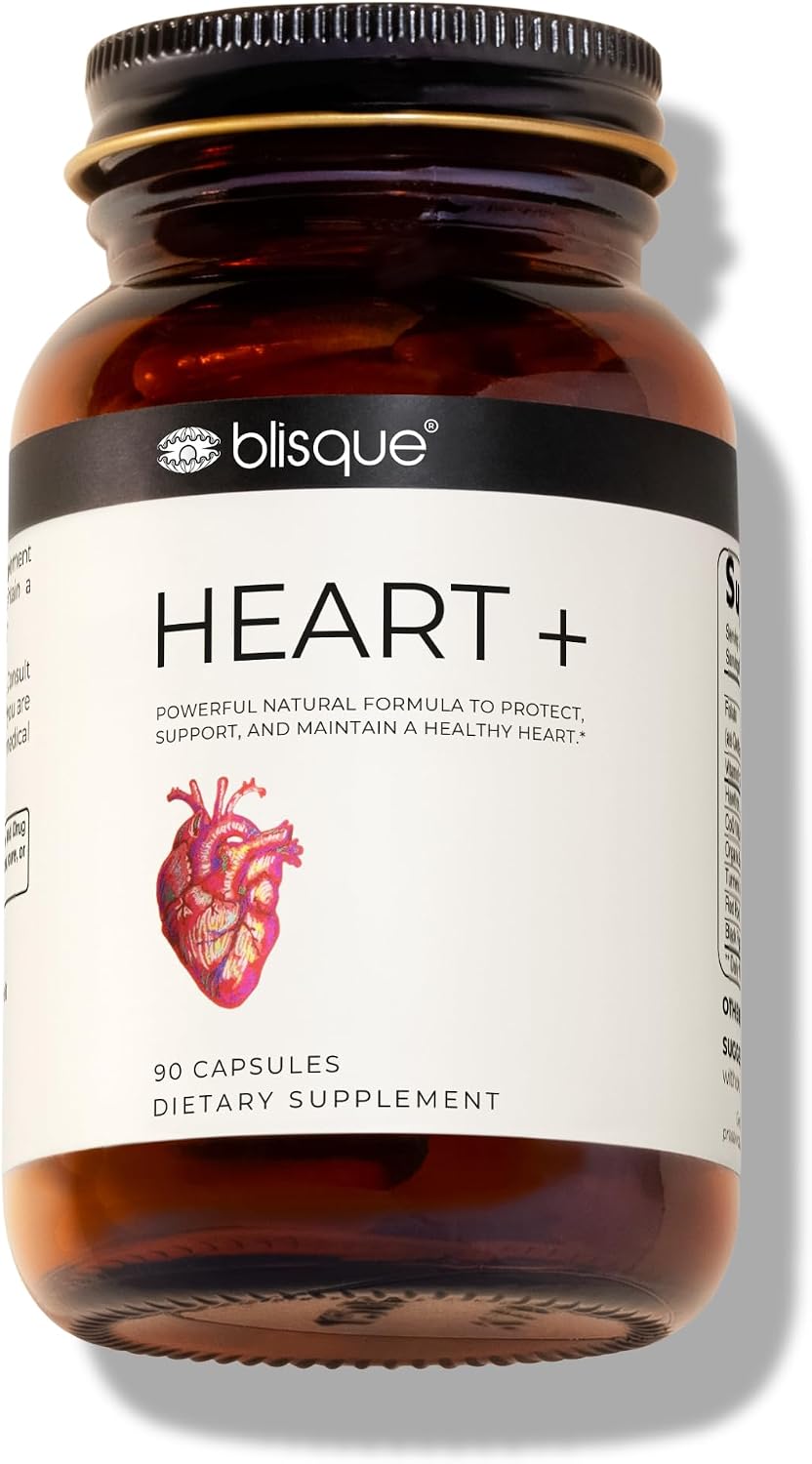 Blisque HEART+ – Natural Blood Pressure Support Supplement with CoQ10, Hawthorn Berry, Beet Root, Turmeric, 90 Capsules - görsel 1