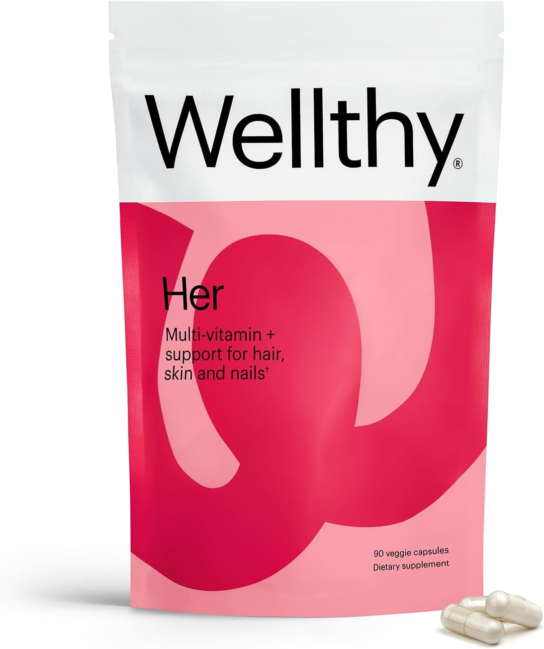 Wellthy Her Women's Daily Vegan Multivitamin – Natural Ingredients for Healthy Hair, Skin and Nails (30 Day Supply) - görsel 1