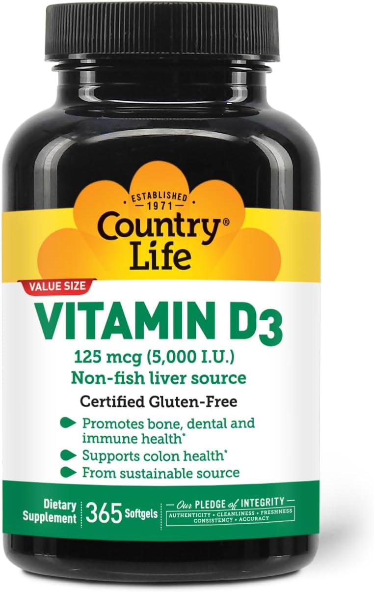 Country Life Vitamin D3 5000 IU - 365 Softgels - görsel 1