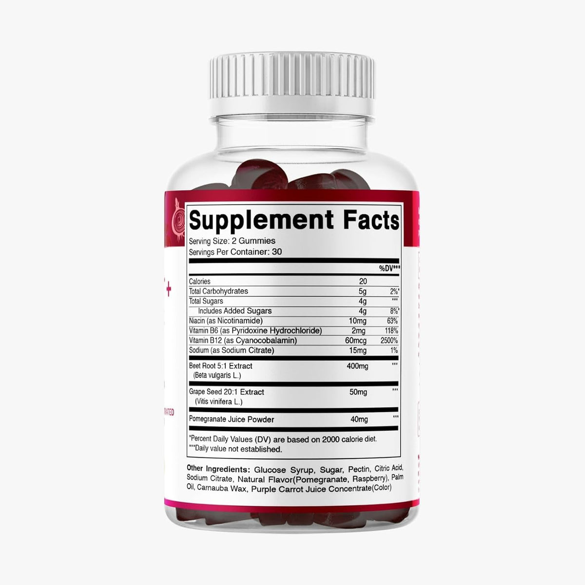 Vitamatic Beetroot Gummies with B6, B12, Grape Seed, Pomegranate & Nicotinamide - Vegan, Non-GMO, 60 Gummies - görsel 9