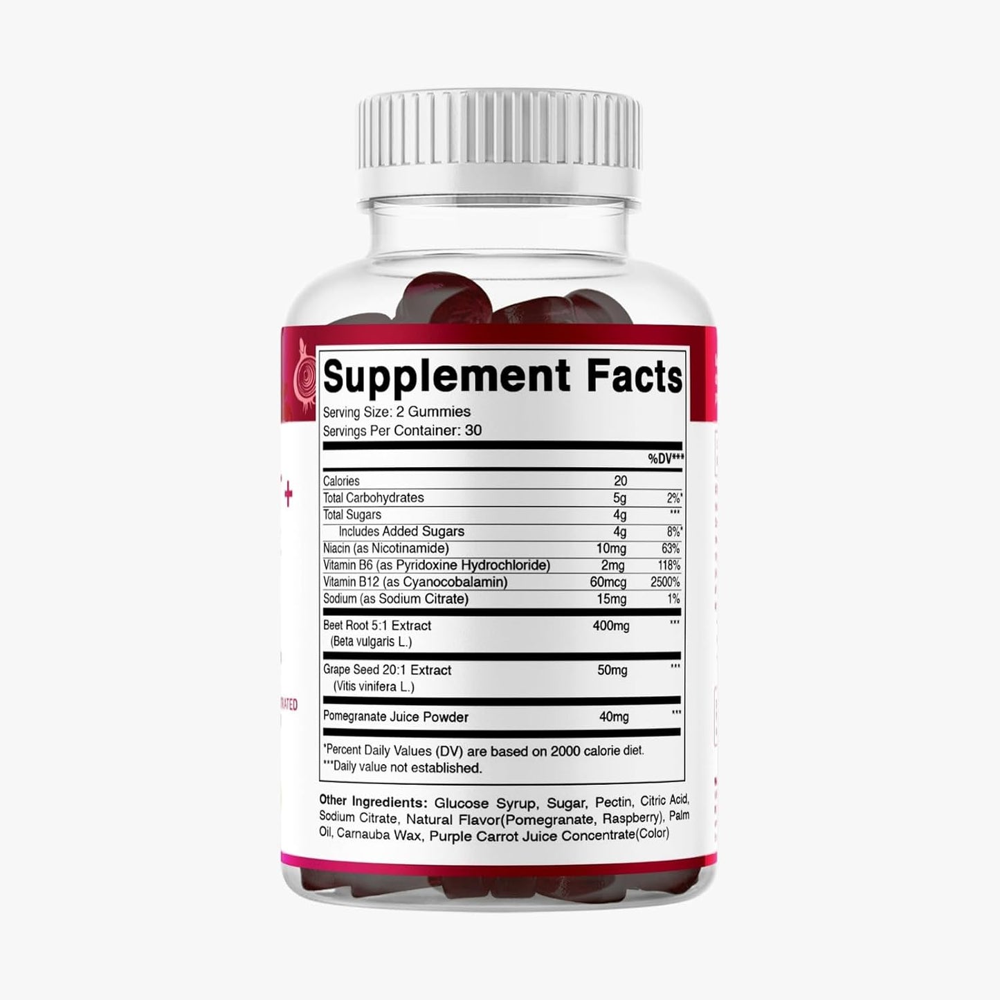 Vitamatic Beetroot Gummies with B6, B12, Grape Seed, Pomegranate & Niacin – Plant-Based Extract – Vegan, Non-GMO – 120 Count - görsel 8