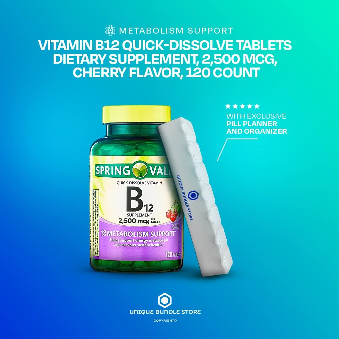 Spring Valley Vitamin B12 2500 mcg Quick-Dissolve Tablets, Cherry Flavour, 120 Count - görsel 2