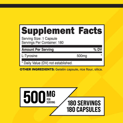 Primaforce L-Tyrosine Capsules 180 Capsules, 500 mg per Serving