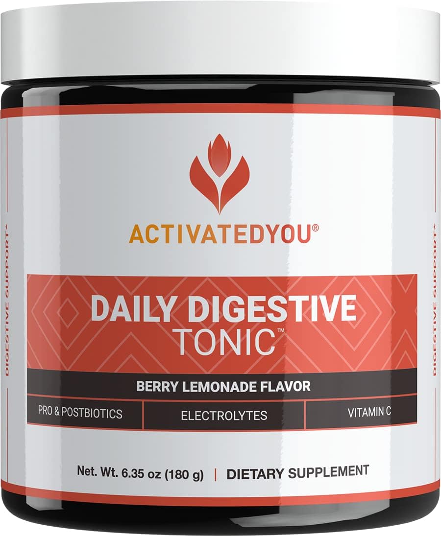 ACTIVATEDYOU Daily Digestive Tonic – Kombucha with Prebiotic Fibre, Probiotics, Postbiotics & Vitamin C for Healthy Digestion & Energy – Berry Lemonade Flavour (30 Servings) - görsel 1