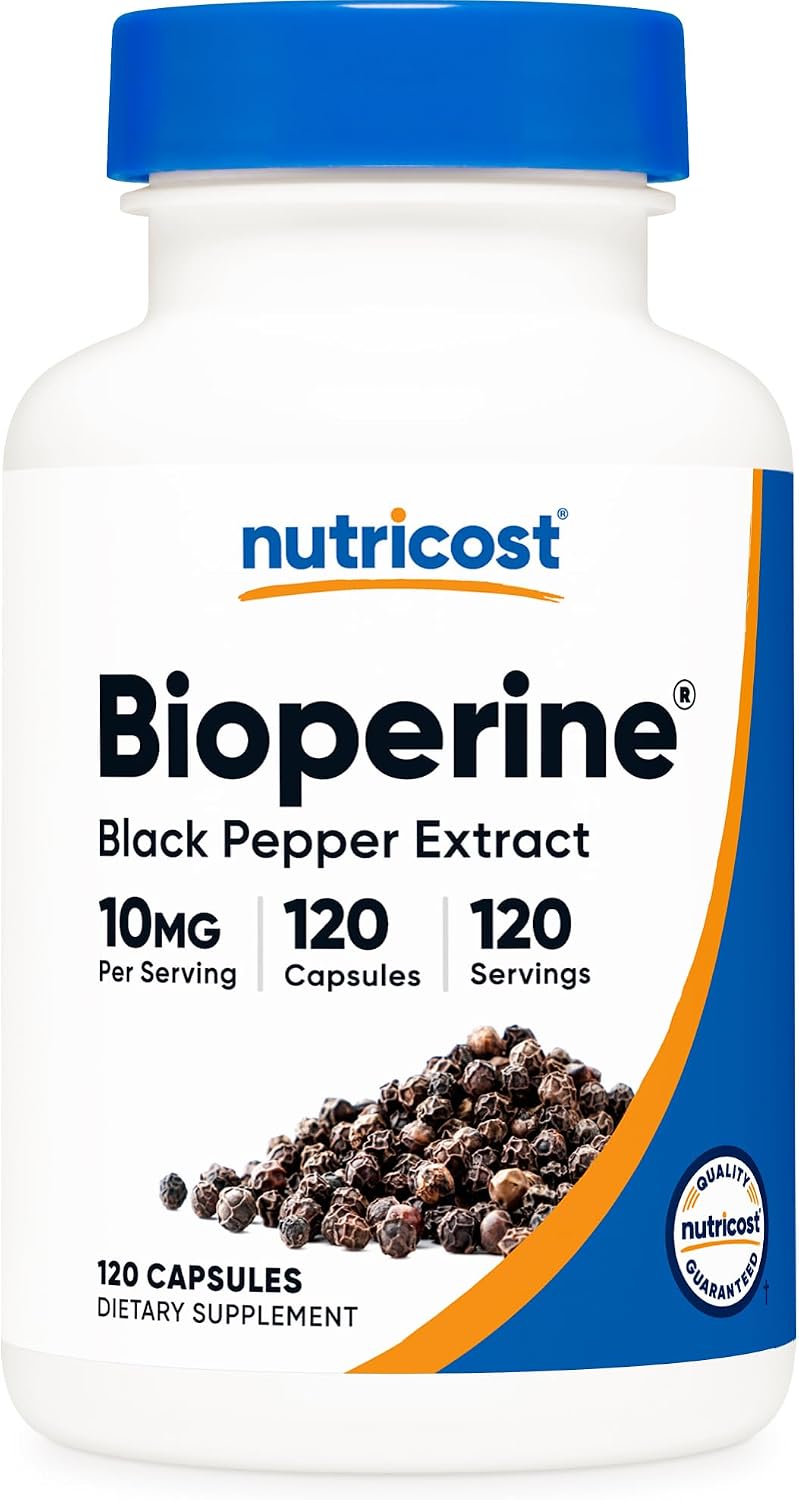 Nutricost Bioperine (Black Pepper Extract), 10mg Per Serving, 120 Capsules - Gluten-free - görsel 1