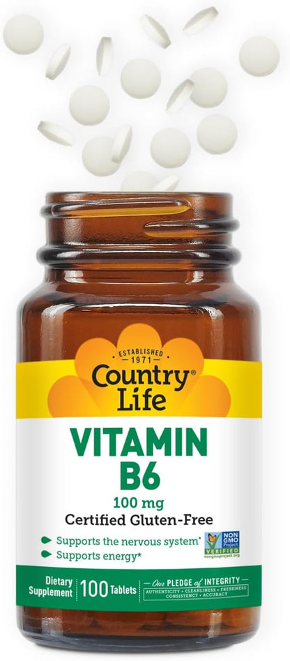 Country Life Vitamin B6 100 mg – 100 Vegan Capsules