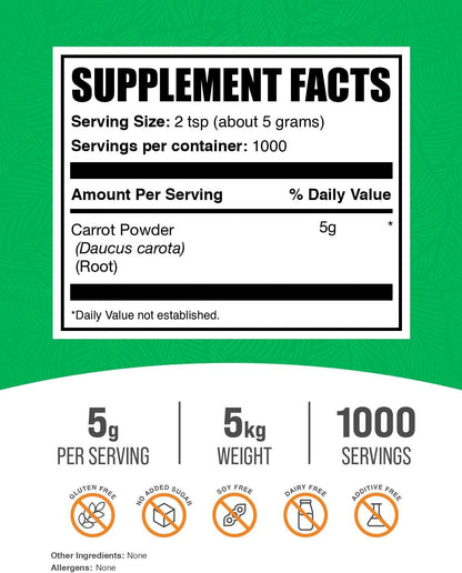 BulkSupplements Carrot Powder – Vegan Superfood, Gluten-free (5 kg)