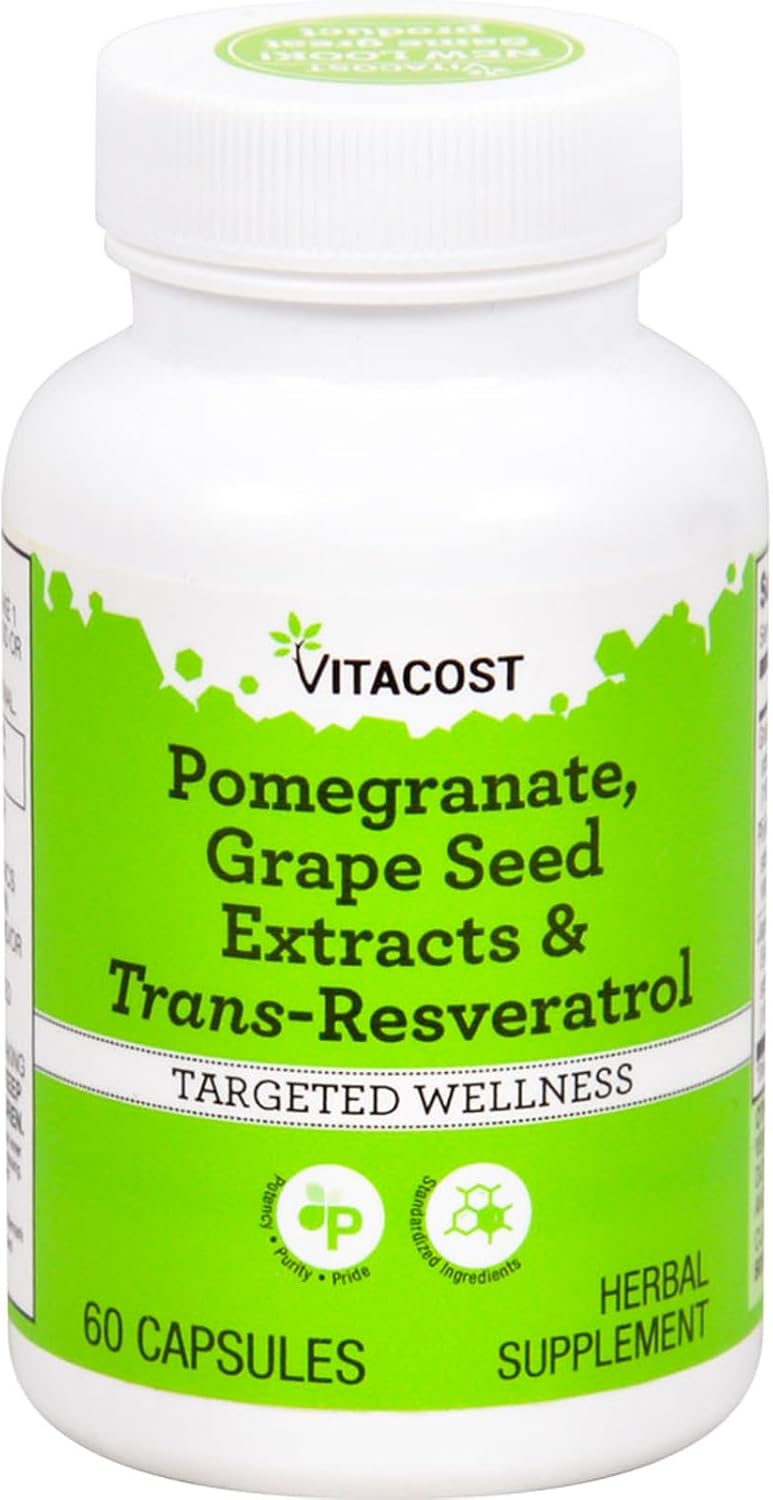 Vitacost Pomegranate, Grape Seed Extracts & Trans-Resveratrol, 60 Capsules - görsel 1