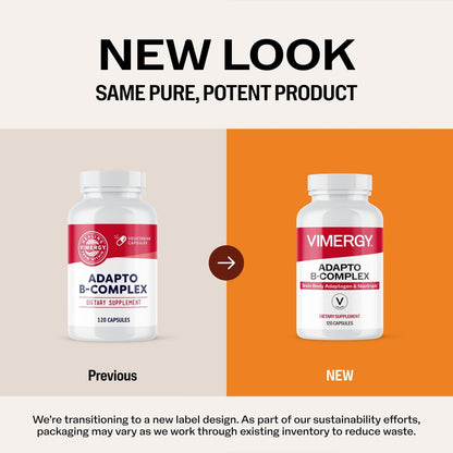 Vimergy Adapto B Complex - High Potency B Vitamins with Rhodiola & Hawthorn Berry - 120 Servings