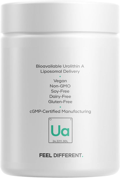 Codeage Liposomal Urolithin A Supplement 500mg Per Serving + Resveratrol, Betaine, CoQ10, Ellagitannins - A New Frontier Beyond NADH, NMN, NAD, NR, and PQQ Vitamins - Bio-available - 60 Capsules