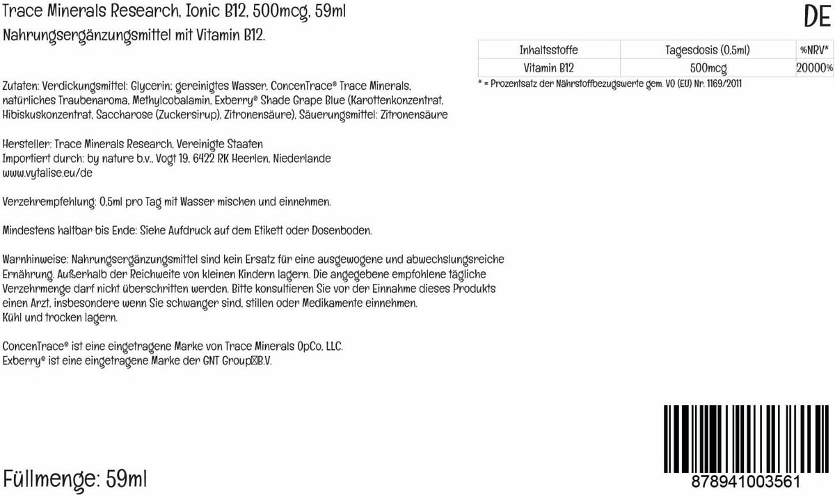 Trace Minerals Liquid Ionic Vitamin B12 1000 mcg, 60 ml - görsel 3
