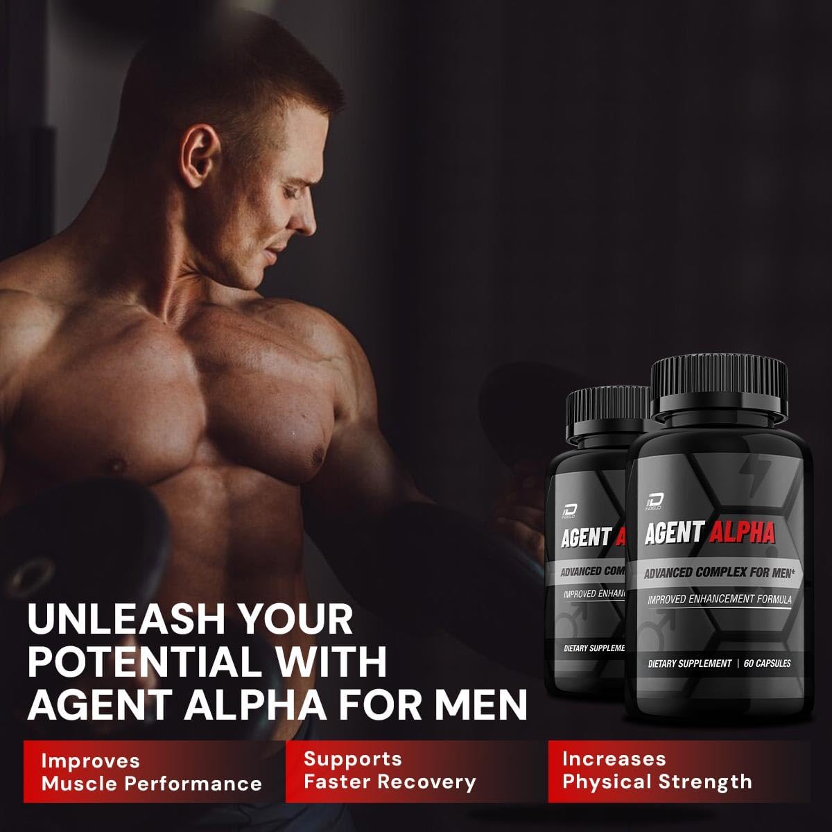 Agent Alpha for Men Capsules – All-Natural Support Formula (2 Pack, 120 Capsules) - görsel 3