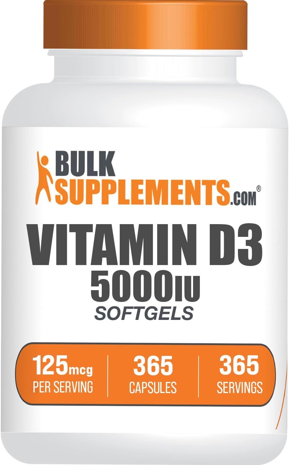 BulkSupplements.com Vitamin D3 5000 IU Softgels - 365 Count - görsel 1
