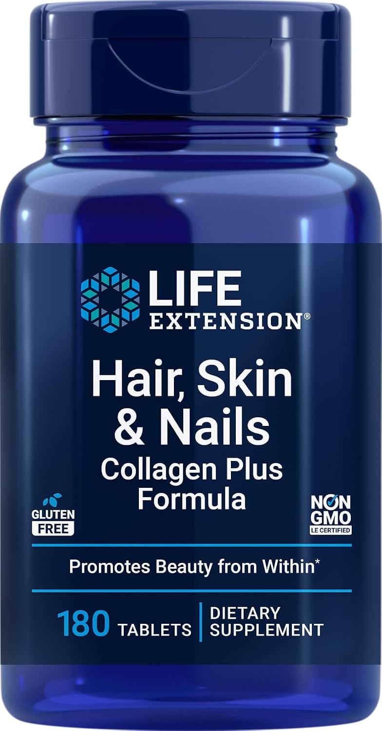 Life Extension Hair, Skin & Nails Collagen Plus Formula, 180 Tablets - görsel 1