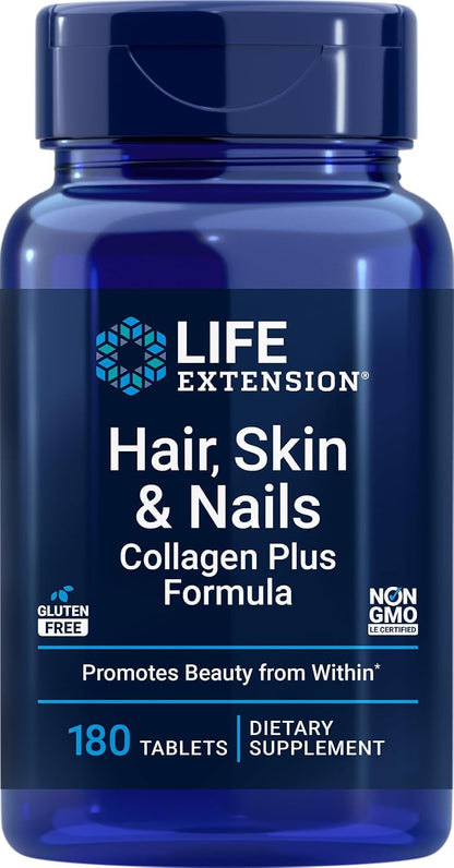Life Extension Hair, Skin & Nails Collagen Plus Formula, 180 Tablets