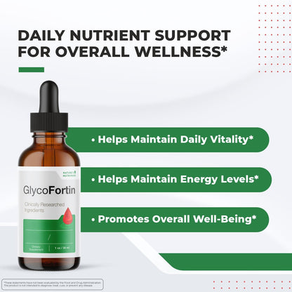 GlycoFortin Drops – Plant Extract & Chromium – 30ml, One Month Supply